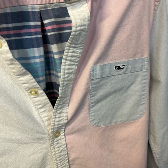 Vineyard Vines Slim Fit Tucker Shirt Men Pink Blue Plaid Cotton Blend Small - Picture 3 of 5